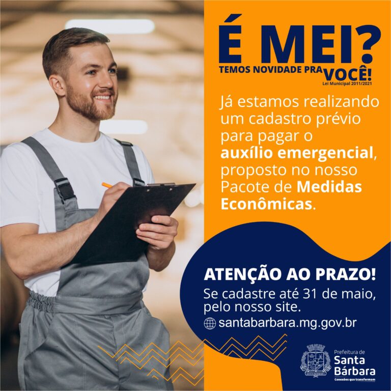 Auxílio Emergencial: Santa Bárbara realiza cadastro prévio de MEIs